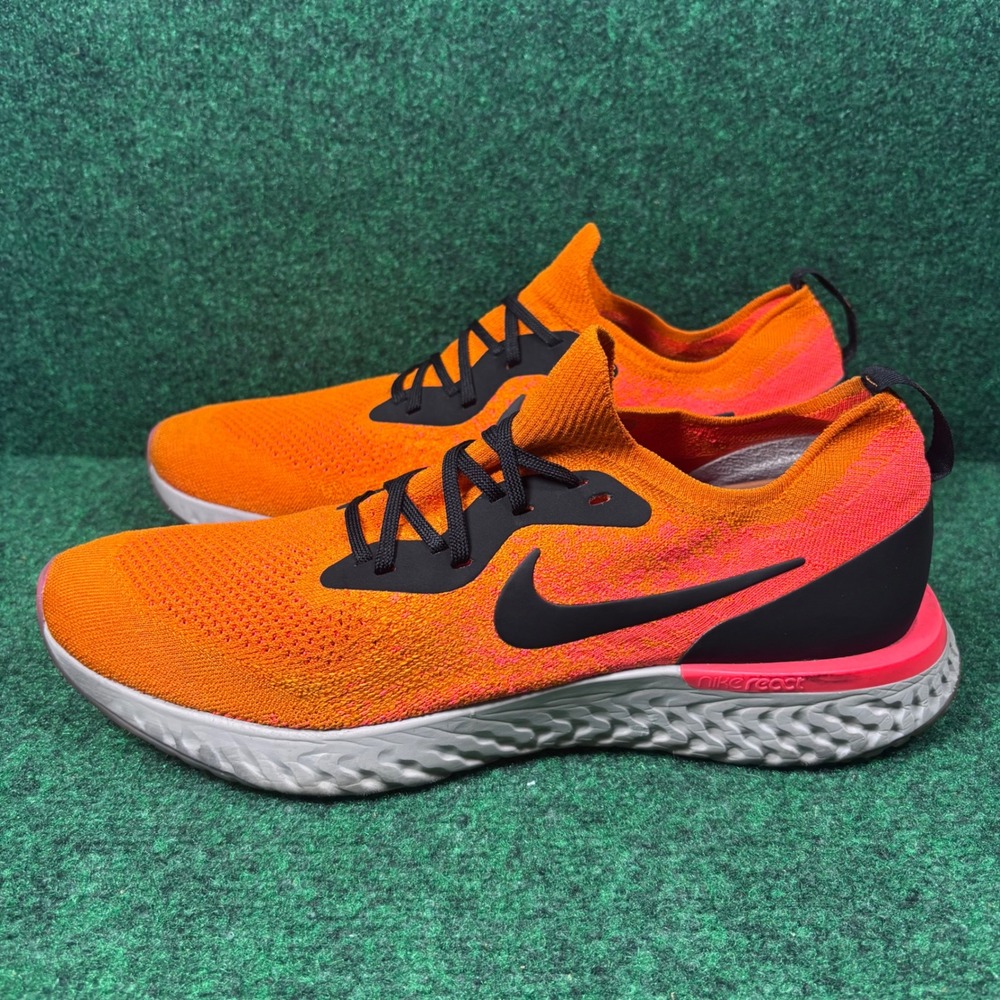 Nike Epic React Flyknit Orange Pink Black Mens Running Shoes AQ0067-800 Size 13 - Picture 4 of 8